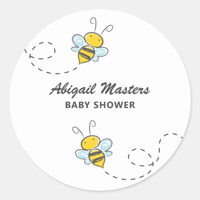 Bumble Bee Custom Baby Shower Classic Round Sticker (Front)