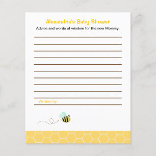 Bumble Bee Custom Flyer Baby Shower Advice Cards