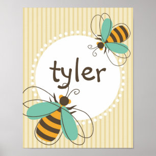 Bumble Bee Custom Name Kid Poster