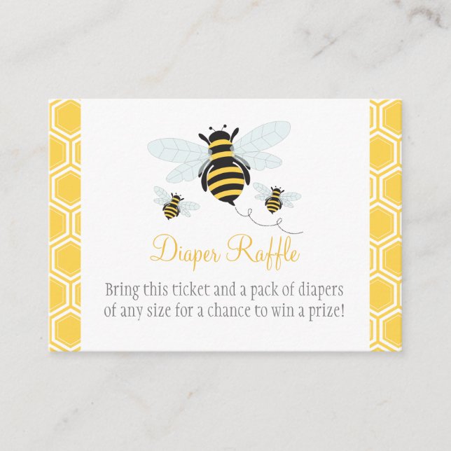 Bumble Bee Diaper Raffle Ticket Enclosure Card (Front)