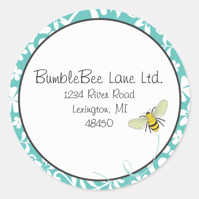 Bumble Bee Favour Sticker or Address Label (Front)
