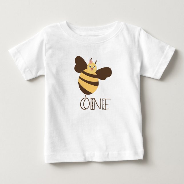 Bumble Bee First Birthday Baby T-Shirt (Front)