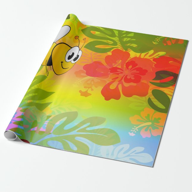 Bumble bee flower gift paper (Unrolled)
