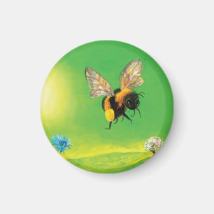 Bumble bee flying illustration magnet