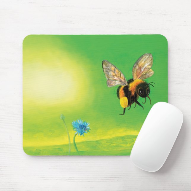 Bumble bee flying over a meadow Illustration  Mouse Pad (With Mouse)