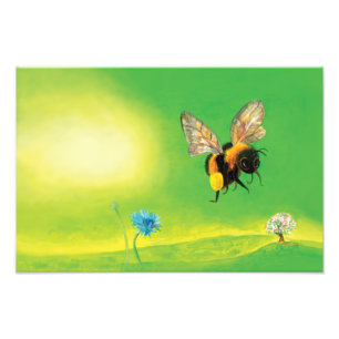 Bumble bee flying over a meadow Illustration Photo Print