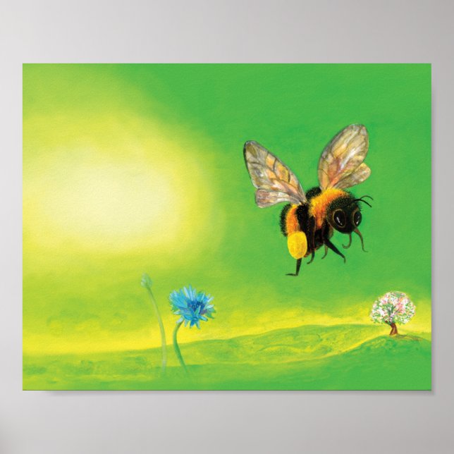 Bumble bee flying over a meadow  poster (Front)
