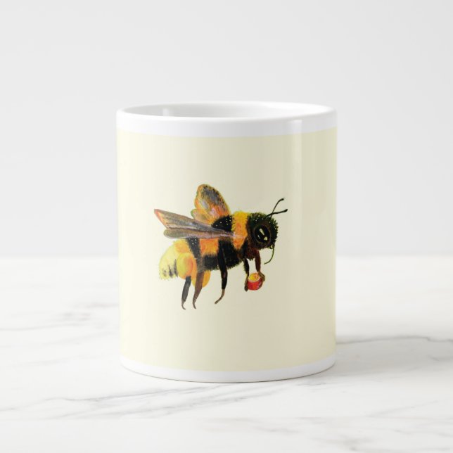 Bumble Bee gathers Nectar and Pollen   Large Coffee Mug (Front)