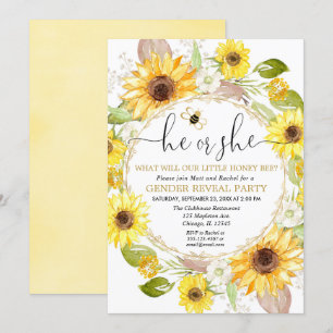 Bumble bee gender reveal invitation