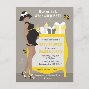 Bumble Bee Gender Reveal Invitations - African