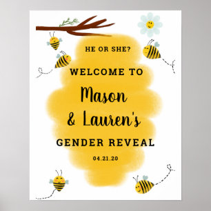 Bumble Bee Gender Reveal Welcome Sign Poster