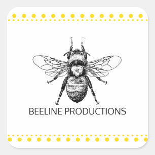 Bumble Bee Gold Square Sticker