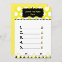 Bumble Bee Guess the Baby Food Baby Shower Game