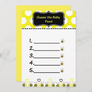 Bumble Bee Guess the Baby Food Baby Shower Game Invitation