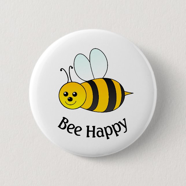 Bumble Bee Happy 6 Cm Round Badge (Front)
