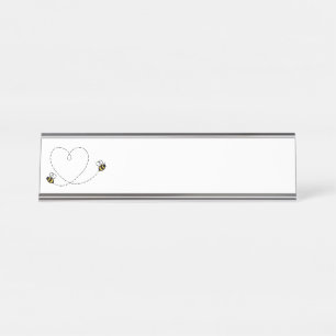 Bumble Bee Heart Desk Name Plate