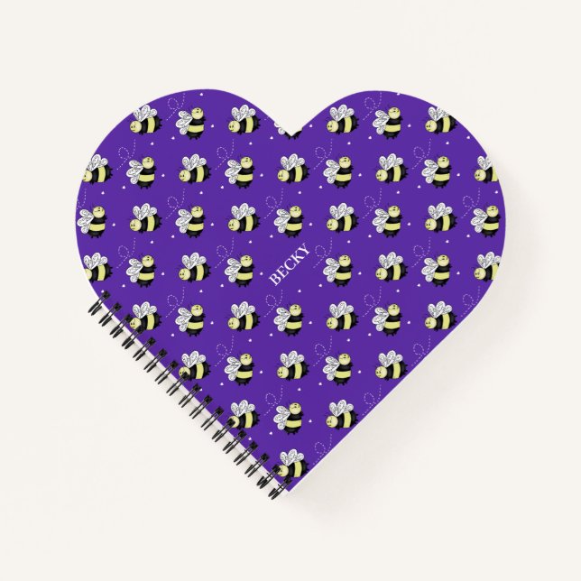 Bumble Bee Heart-Shaped Notebook (Front)