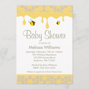 Bumble Bee Honey Baby Shower Invitations