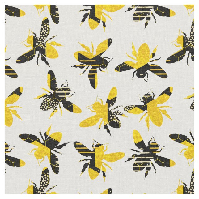 Bumble Bee Honey Pattern Fabric (Close Up)
