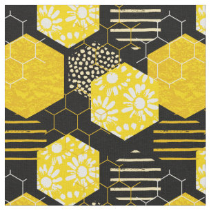 Bumble Bee Honey Pattern Fabric