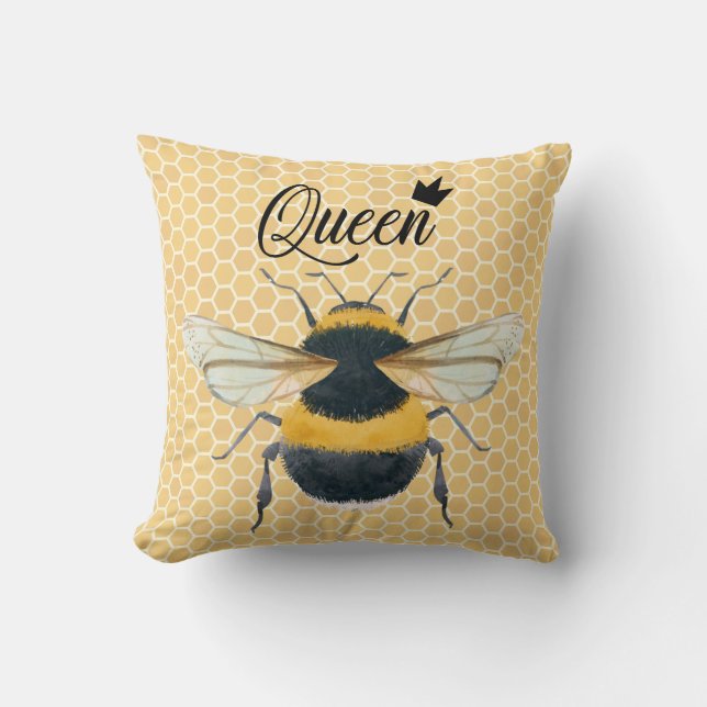 Bumble Bee Honeybee Queen Bee Cushion (Front)