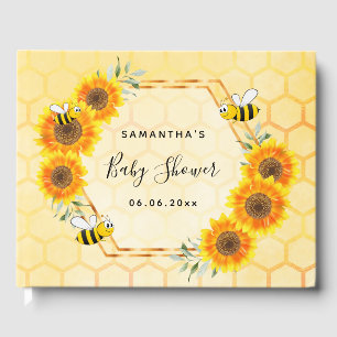 Bumble bee honeycomb sunflowers baby shower guest book