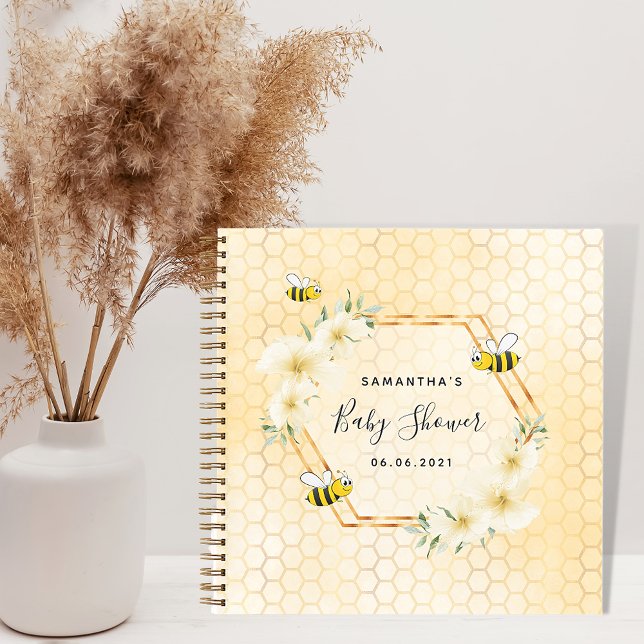 Bumble bee honeycomb tropical florals baby shower notebook (Creator Uploaded)