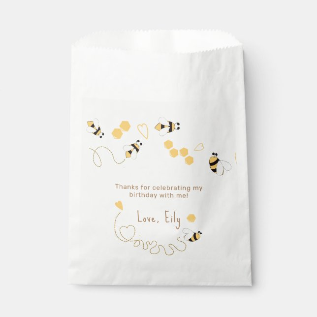 Bumble bee honeycombs birthday favour bag (Front)