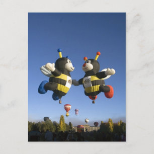 Bumble bee hot air balloons Post card
