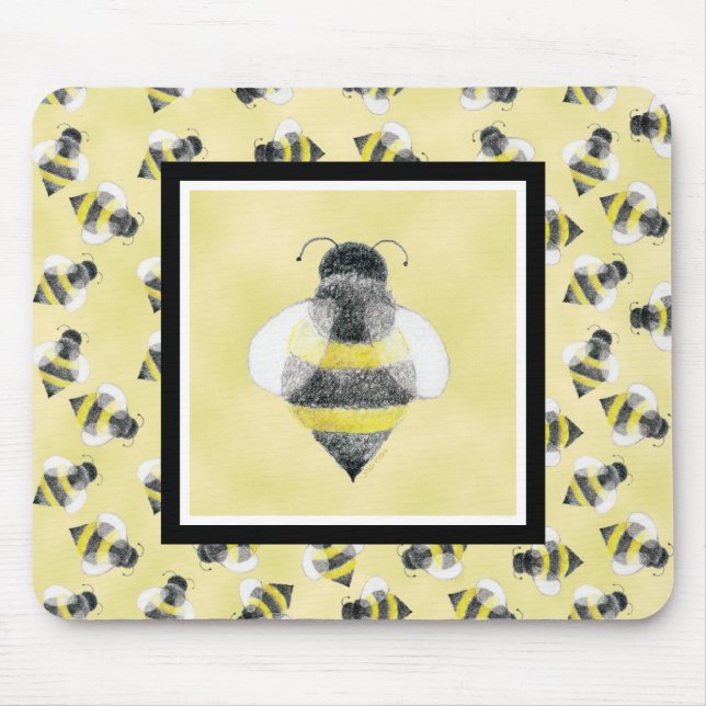 Bumble Bee Illustration Mousepad (Front)