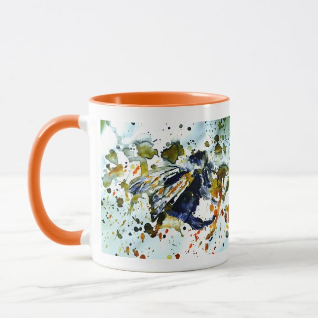 Bumble bee in splashed paint mug (Left)