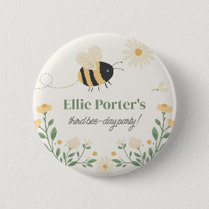 Bumble Bee Kid's Birthday Party Button Badge