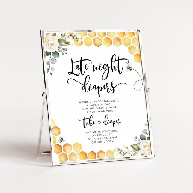 Bumble bee Late night diapers baby shower Poster (Creator Uploaded)