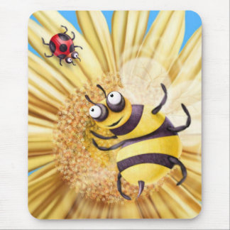 BUMBLE BEE LOVING THE LADY BIRD MOUSE PAD