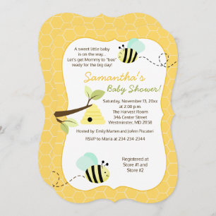 Bumble Bee Mint Green Gender Neutral Invitation