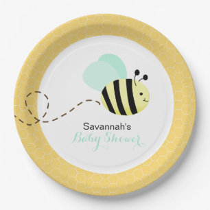 Bumble Bee Mint Green Wings Custom Paper Plate #2