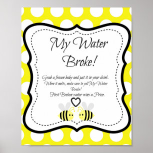 Bumble Bee My Water Broke! Baby Shower Game Poster