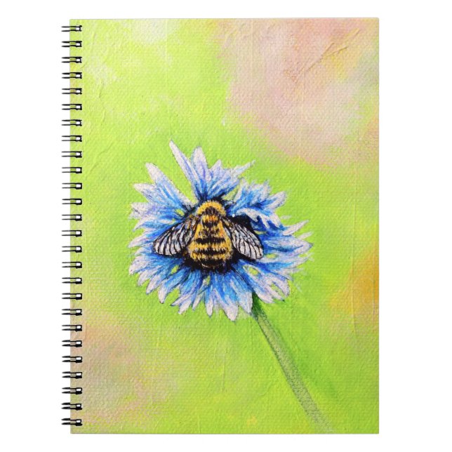 Bumble Bee on a Flower Painting Notebook (Front)