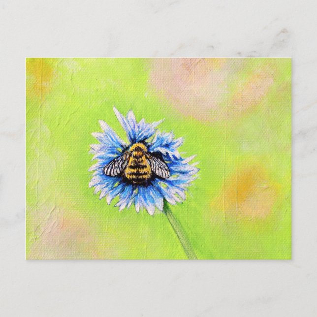 Bumble Bee on a Flower Painting Postcard (Front)