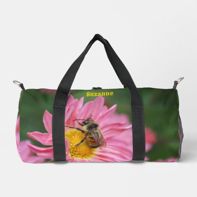 Bumble Bee On Daisy Flower Personalised Duffle Bag (Front)