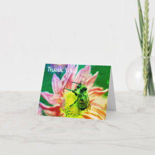 Bumble Bee On Flower Nature Art Thank You Card