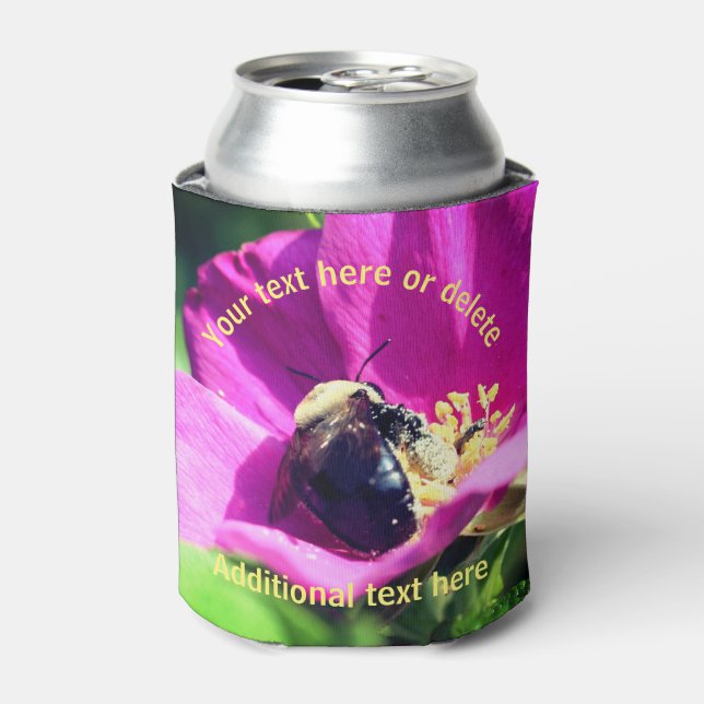Bumble Bee On Flower Nature Personalised  Can Cooler (Can Front)