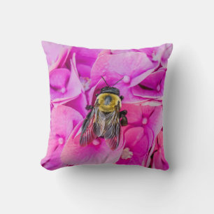 Bumble Bee On Hydrangea Cushion