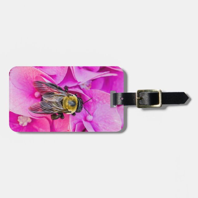 Bumble Bee On Hydrangea Luggage Tag (Front Horizontal)
