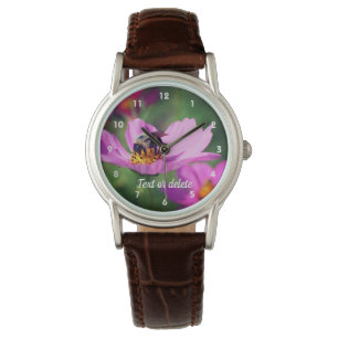 Bumble Bee On Pink Cosmos Personalised    Watch