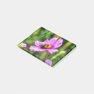 Bumble Bee on Pink Cosmos Post-it Notes