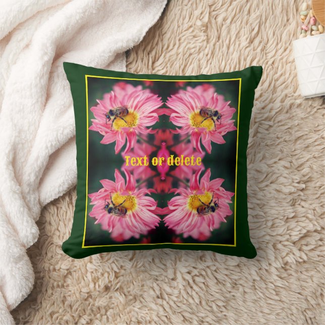 Bumble Bee On Pink Daisy Flower Personalised  Cushion (Blanket)