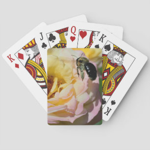 Bumble Bee On Pink Rose Nature Playing Cards