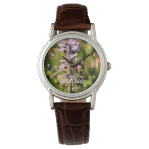 Bumble Bee On Purple Flower Personalised  Watch