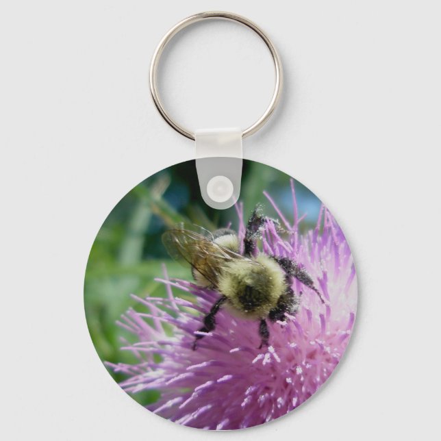 Bumble Bee on Thistle Keychain (Front)